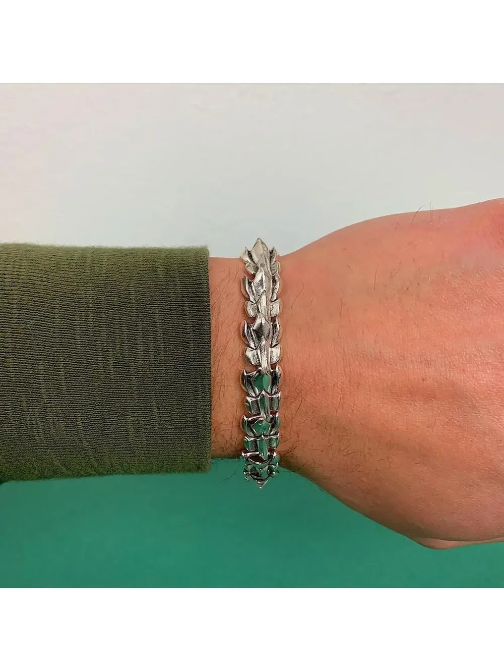 Grunge y2k style Silver stainless steel dragon scale head bracelet